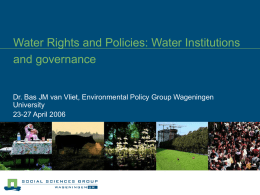 Water Rights and Policies: Water Institutions and governance