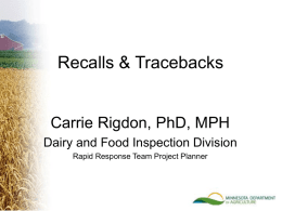 Recalls and Tracebacks - Extension Disaster Education