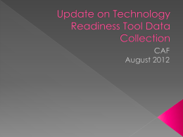 Update on Technology Readiness Tool Data Collection