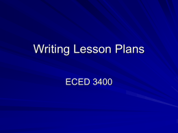 Writing Lesson Plans