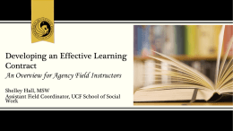Developing an Effective Learning Contract An Overview for