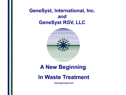 A Presentation by Genesyst International In