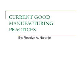 CURRENT GOOD MANUFACTURING PRACTICES
