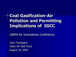 Coal Gasification-Air Pollution and Permitting
