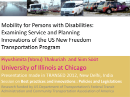Integrated and Continuing Transportation Services for