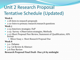 Unit 2 Research Proposal Tentative Schedule (Updated)