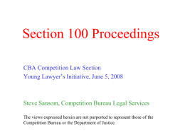 Section 100 Proceedings - Canadian Bar Association