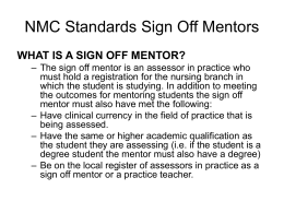 NMC Standards Sign Off Mentors - University of the West of