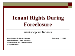 Tenant Rights During Foreclosure – MAAPL