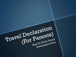 Travel Declaration - Nan Chiau High School