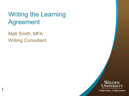 Writing the Learning Agreement
