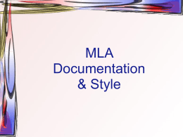 MLA Documentation & Style