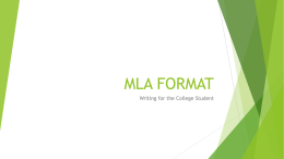 MLA FORMAT - Arlington Classics Academy / Overview