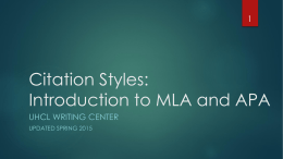 Citation Styles: MLA vs. APA