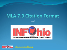 MLA 7.0 Citation Format and INFOhio (for Teachers)