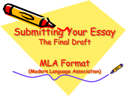 Submitting Your Essay The Final Draft MLA Format (Modern