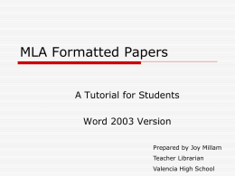 MLA Formatted Papers - El Dorado High School