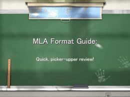 MLA Format Guide: - Nicholls State University