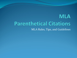 MLA Parenthetical Citations