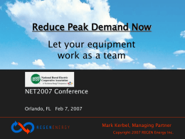 Reduce Peak Demand Now, Let your equipment work as a team