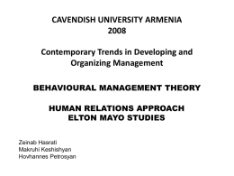 BEHAVIORAL MANAGEMENT THEORY
