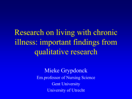 Research on living with chronic illness: need state and