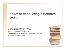 Basics to conducting a literature search
