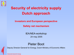 Security of electricity supply Dutch approach IEA/NEA