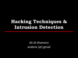 Hacking Techniques and Intrusion Detection