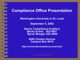 University Compliance Office Gail Huelsmann, University