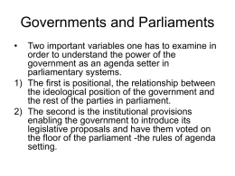Governments and Parliaments - Dipartimento di Scienze