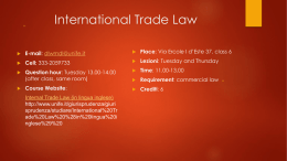 International Trade Law Lecture 1: International
