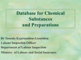 Chemical Substances And Preparations Database