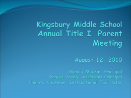 Whitney Elementary Title I Annual Parent Meeting September