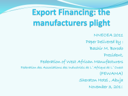 Export Financing: the manufacturers plight