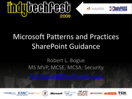 Microsoft Patterns and Practices SharePoint Guidance