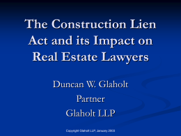 The Construction Lien Act and its Impact on Real Estate