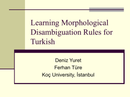 Learning Morphological Disambiguation Rules for Turkish