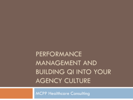 Performance Management and Building QI into Your Culture
