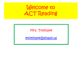 Welcome to ACT Reading
