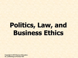 Politics, Law and Business Ethics