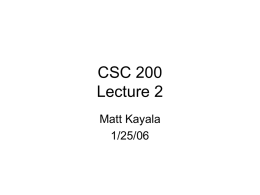 CSC 200 Lecture 2 - University of Rhode Island