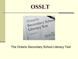 What is the OSSLT? - Peel District School Board