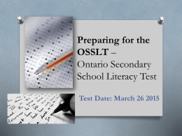 Preparing for the OSSLT – Ontario Secondary School