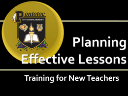 Planning Effective Lessons Training for New Teachers