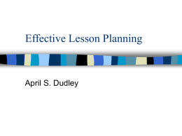 Effective Lesson Planning - Welcome to Schools.ALSDE.Edu
