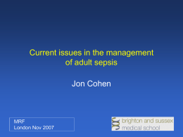 Current issues in the management of adult sepsis