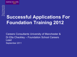 Successful Applications For Foundation Training 2007