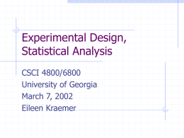 Experimental Design, Statistical Analysis
