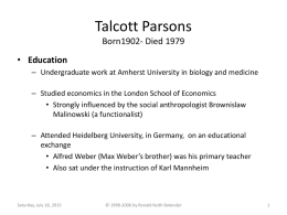 Talcott Parsons - Portland State University